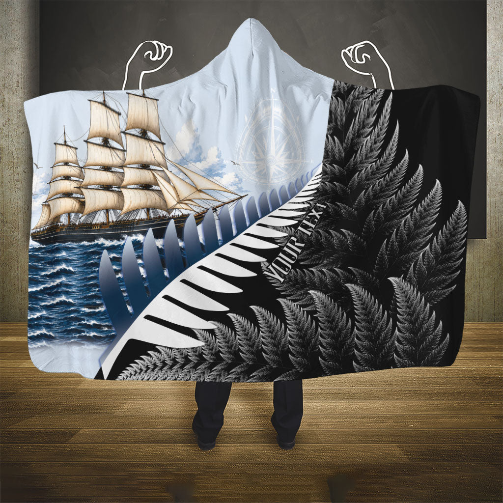 Personalised New Zealand Pakeha Hooded Blanket Kiwi Silver Fern and Sailing Ship Compass LT14 - Polynesian Pride