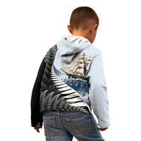 Personalised New Zealand Pakeha Kid Hoodie Kiwi Silver Fern and Sailing Ship Compass LT14 - Polynesian Pride