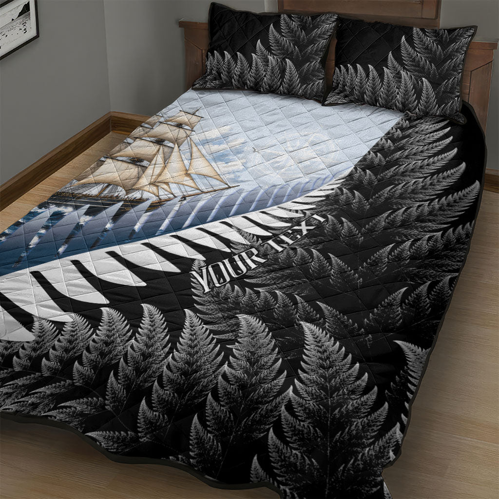 Personalised New Zealand Pakeha Quilt Bed Set Kiwi Silver Fern and Sailing Ship Compass LT14 - Polynesian Pride