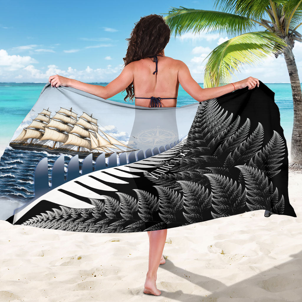 Personalised New Zealand Pakeha Sarong Kiwi Silver Fern and Sailing Ship Compass LT14 - Polynesian Pride