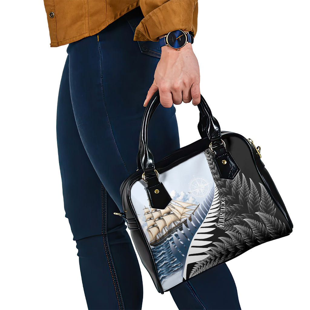 Personalised New Zealand Pakeha Shoulder Handbag Kiwi Silver Fern and Sailing Ship Compass LT14 - Polynesian Pride