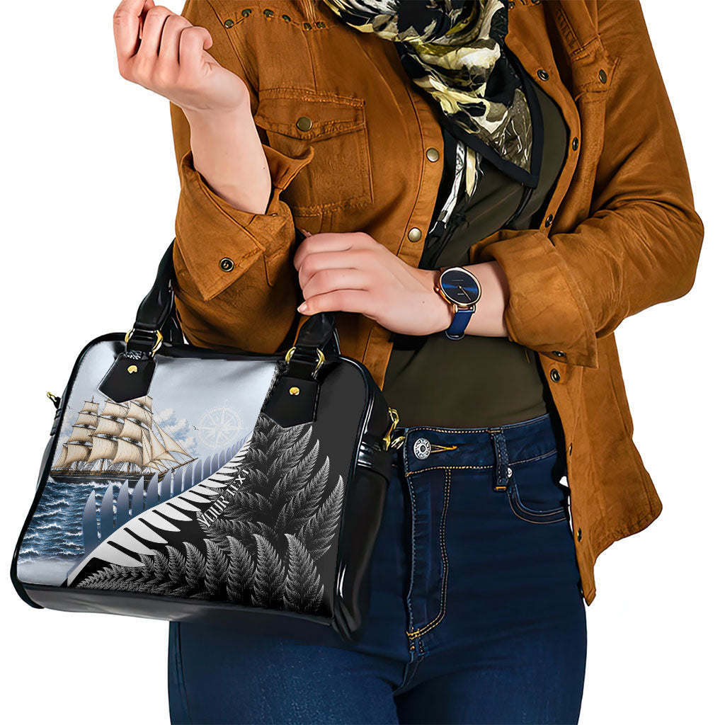 Personalised New Zealand Pakeha Shoulder Handbag Kiwi Silver Fern and Sailing Ship Compass LT14 - Polynesian Pride