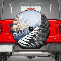 Personalised New Zealand Pakeha Spare Tire Cover Kiwi Silver Fern and Sailing Ship Compass LT14 - Polynesian Pride