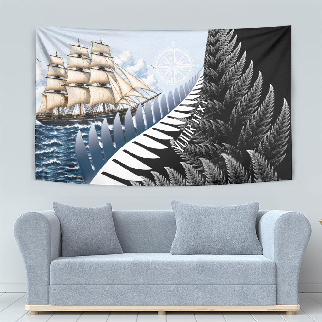 Personalised New Zealand Pakeha Tapestry Kiwi Silver Fern and Sailing Ship Compass LT14 - Polynesian Pride