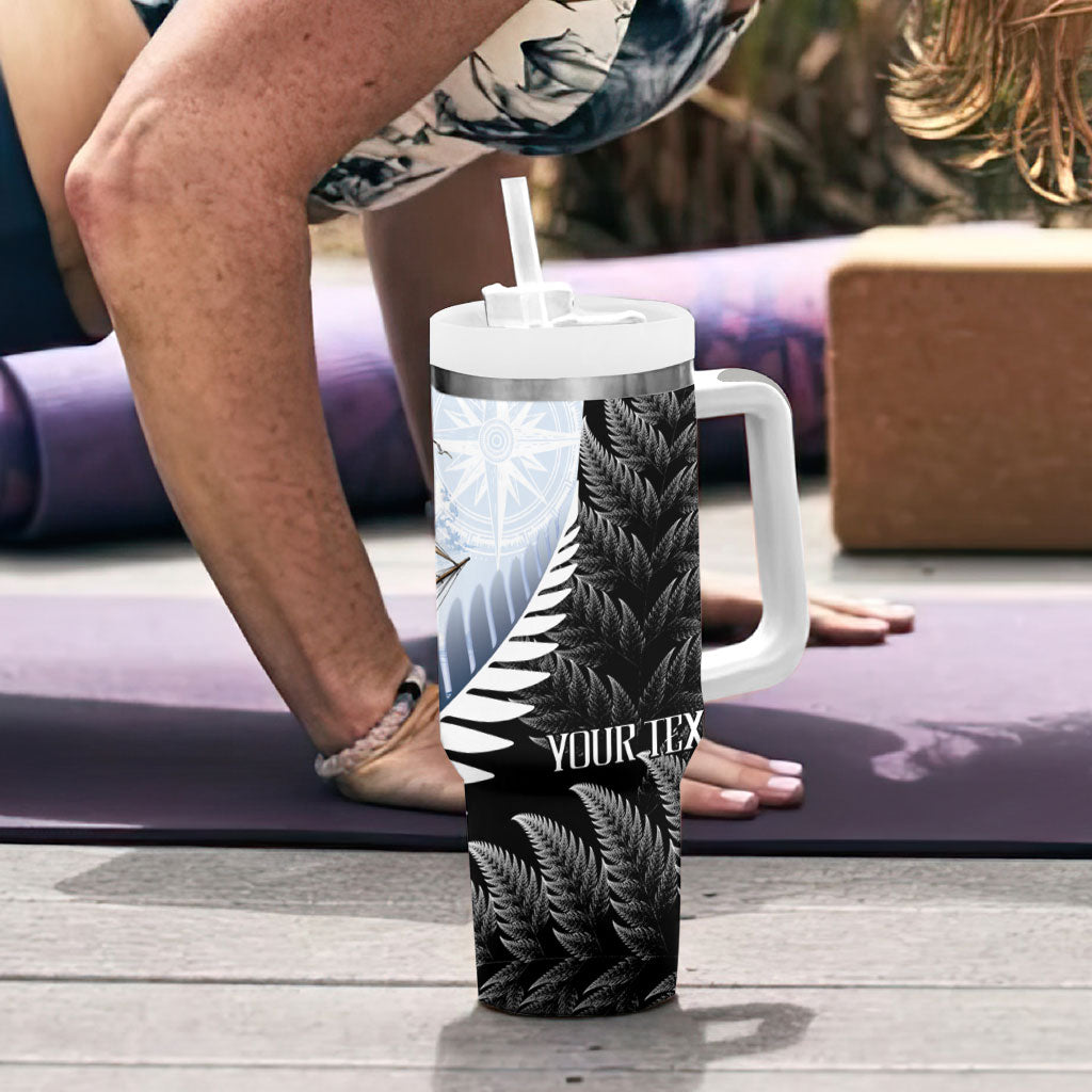 Personalised New Zealand Pakeha Tumbler With Handle Kiwi Silver Fern and Sailing Ship Compass LT14 - Polynesian Pride
