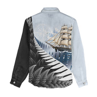 Personalised New Zealand Pakeha Women Casual Shirt Kiwi Silver Fern and Sailing Ship Compass LT14 - Polynesian Pride