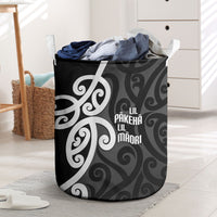 Lil Pakeha Lil Maori New Zealand Laundry Basket Kiwi Proud Mangopare Pattern LT14 Black - Polynesian Pride