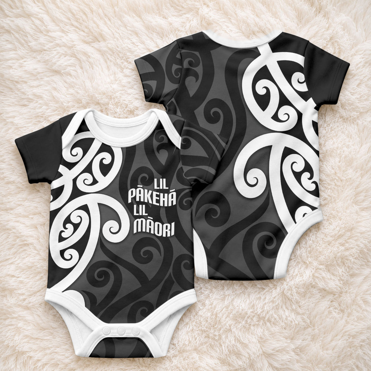 Lil Pakeha Lil Maori New Zealand Baby Onesie Kiwi Proud Mangopare Pattern