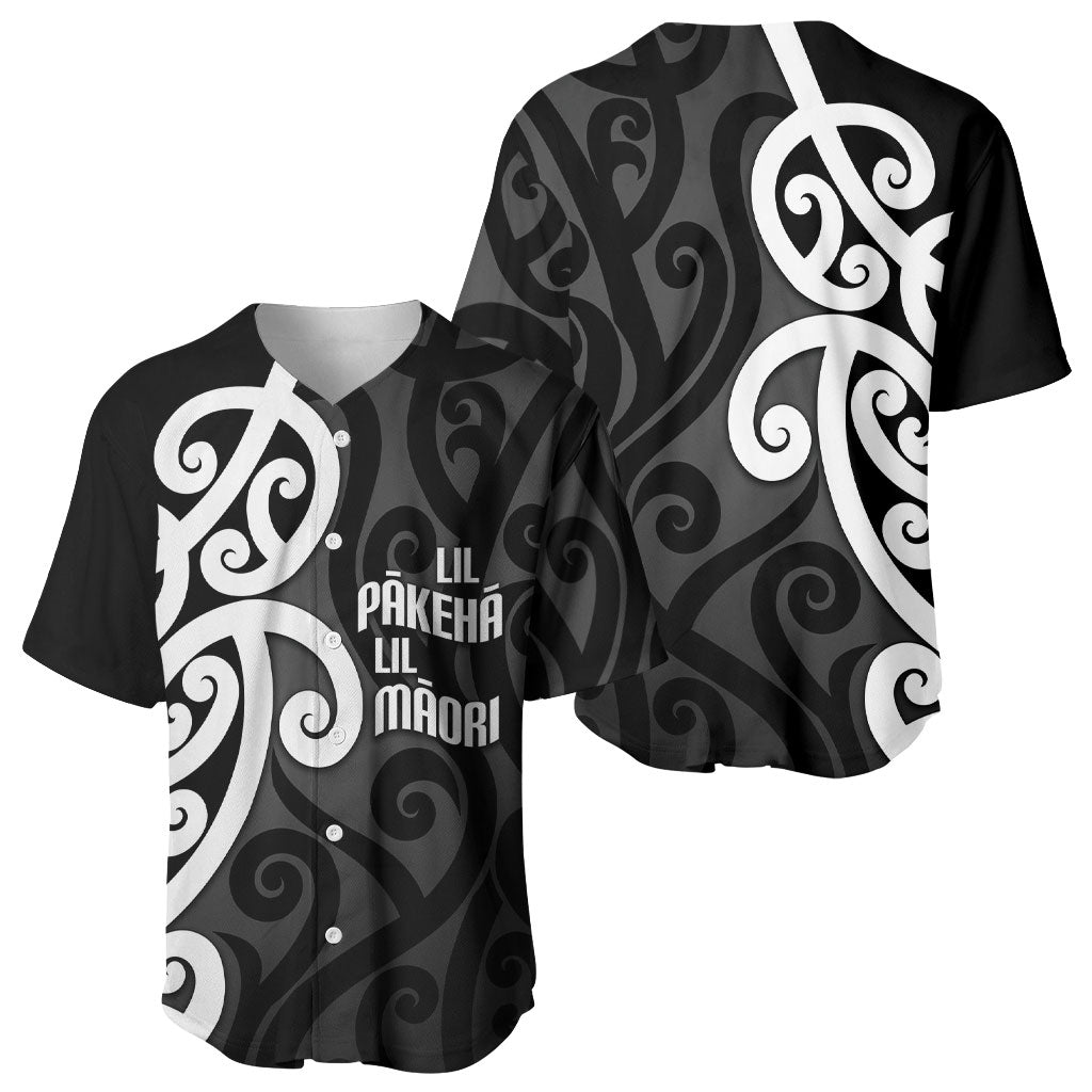 Lil Pakeha Lil Maori New Zealand Baseball Jersey Kiwi Proud Mangopare Pattern LT14 - Polynesian Pride