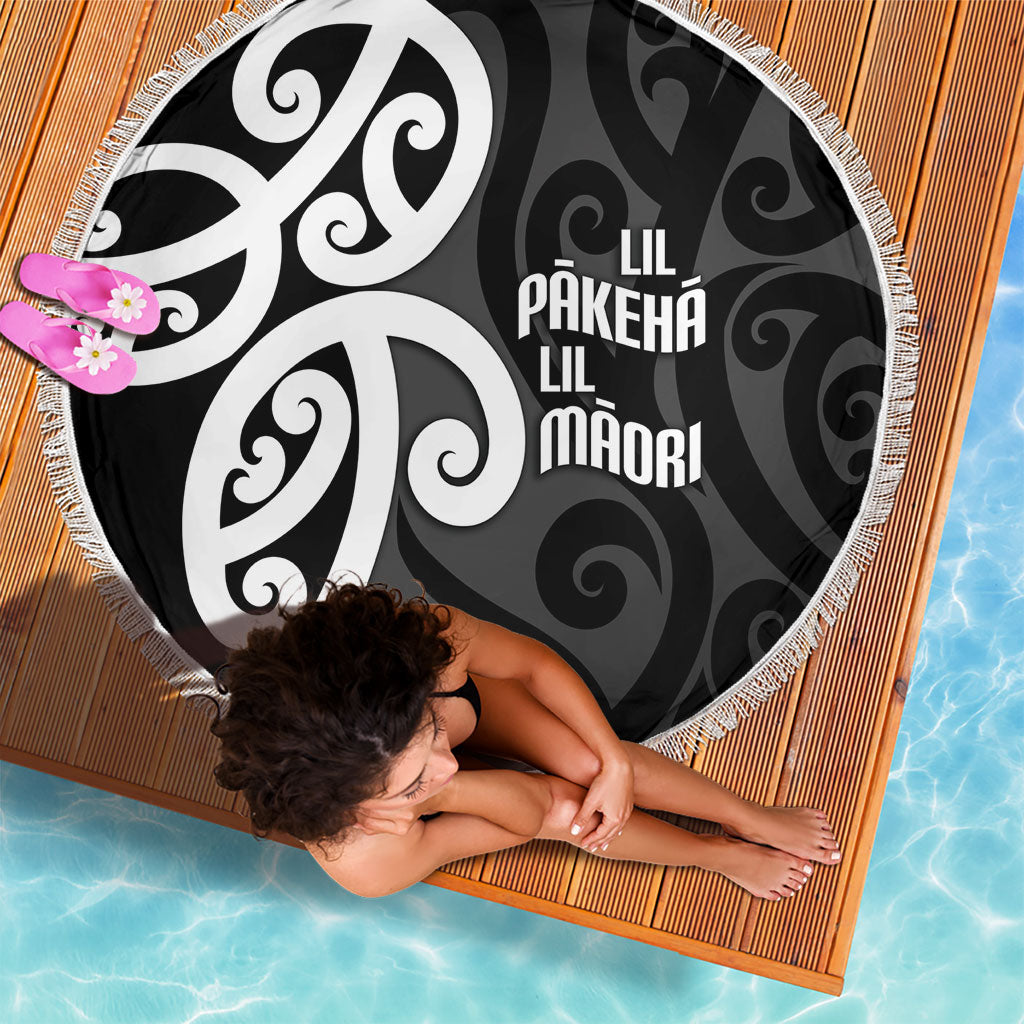Lil Pakeha Lil Maori New Zealand Beach Blanket Kiwi Proud Mangopare Pattern LT14 - Polynesian Pride