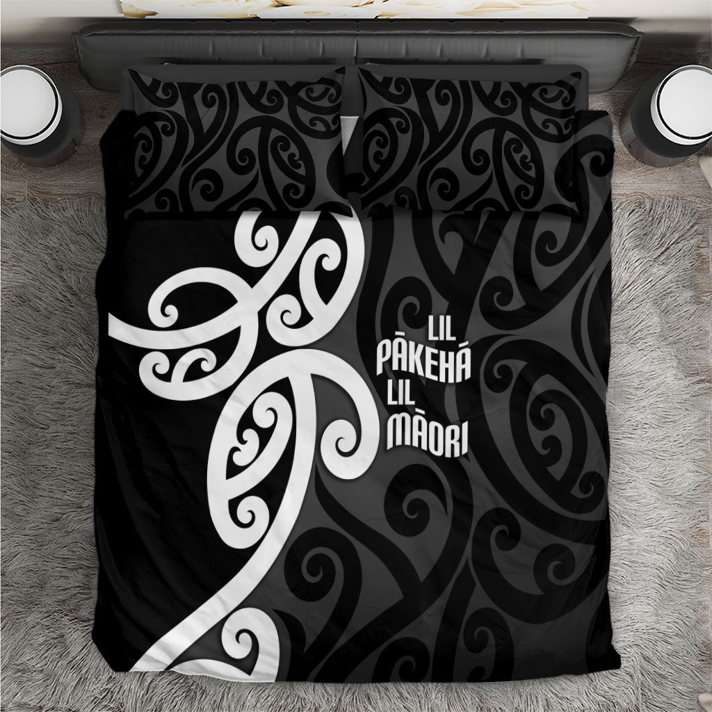Lil Pakeha Lil Maori New Zealand Bedding Set Kiwi Proud Mangopare Pattern LT14 Black - Polynesian Pride