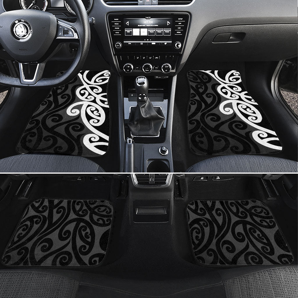 Lil Pakeha Lil Maori New Zealand Car Mats Kiwi Proud Mangopare Pattern LT14 Set 4pcs Black - Polynesian Pride