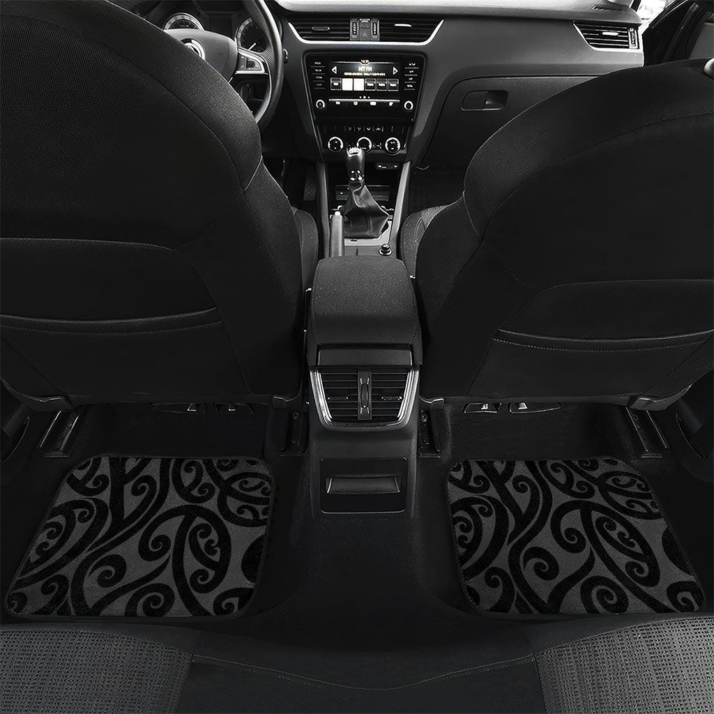 Lil Pakeha Lil Maori New Zealand Car Mats Kiwi Proud Mangopare Pattern LT14 Set 2pcs - Back Black - Polynesian Pride