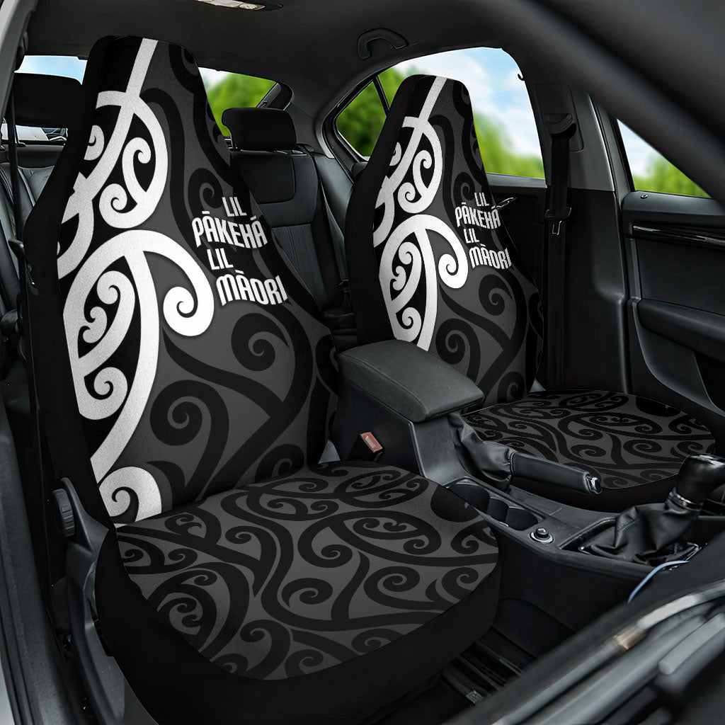 Lil Pakeha Lil Maori New Zealand Car Seat Cover Kiwi Proud Mangopare Pattern LT14 One Size Black - Polynesian Pride