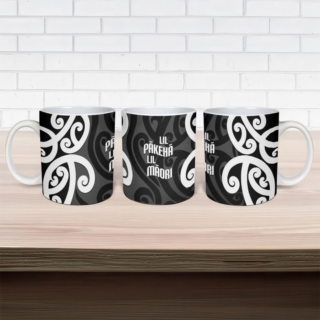 Lil Pakeha Lil Maori New Zealand Ceramic Mug Kiwi Proud Mangopare Pattern LT14 - Polynesian Pride