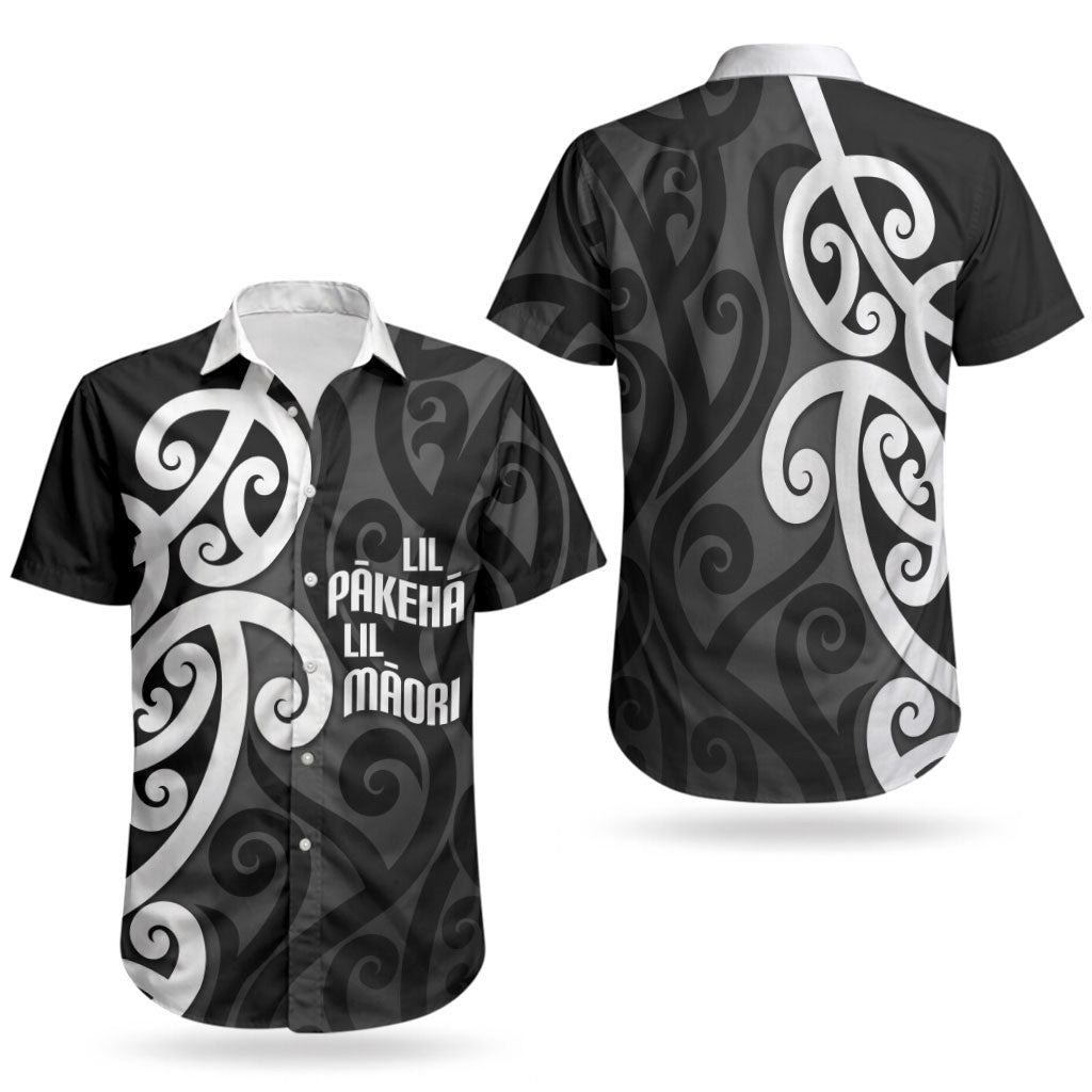 Lil Pakeha Lil Maori New Zealand Couples Matching Off The Shoulder Long Sleeve Dress and Hawaiian Shirt Kiwi Proud Mangopare Pattern LT14 - Polynesian Pride