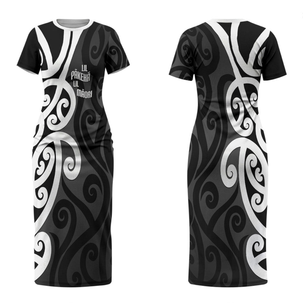 Lil Pakeha Lil Maori New Zealand Couples Matching Short Sleeve Bodycon Dress and Hawaiian Shirt Kiwi Proud Mangopare Pattern LT14 - Polynesian Pride