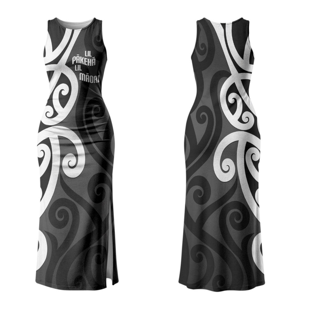 Lil Pakeha Lil Maori New Zealand Couples Matching Tank Maxi Dress and Long Sleeve Button Shirt Kiwi Proud Mangopare Pattern LT14 - Polynesian Pride