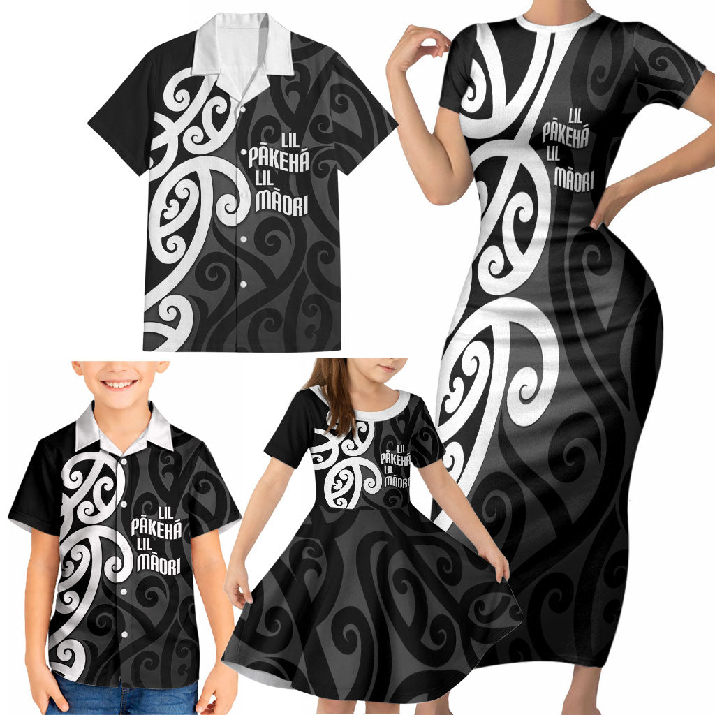 Lil Pakeha Lil Maori New Zealand Family Matching Short Sleeve Bodycon Dress and Hawaiian Shirt Kiwi Proud Mangopare Pattern LT14 - Polynesian Pride