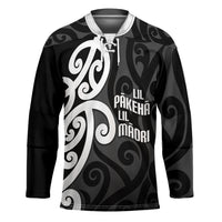 Lil Pakeha Lil Maori New Zealand Hockey Jersey Kiwi Proud Mangopare Pattern LT14 Unisex Black - Polynesian Pride