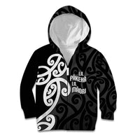 Lil Pakeha Lil Maori New Zealand Kid Hoodie Kiwi Proud Mangopare Pattern LT14 Zip Hoodie Black - Polynesian Pride