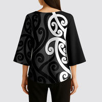 Lil Pakeha Lil Maori New Zealand Kimono Sleeve Blouse Kiwi Proud Mangopare Pattern LT14 - Polynesian Pride
