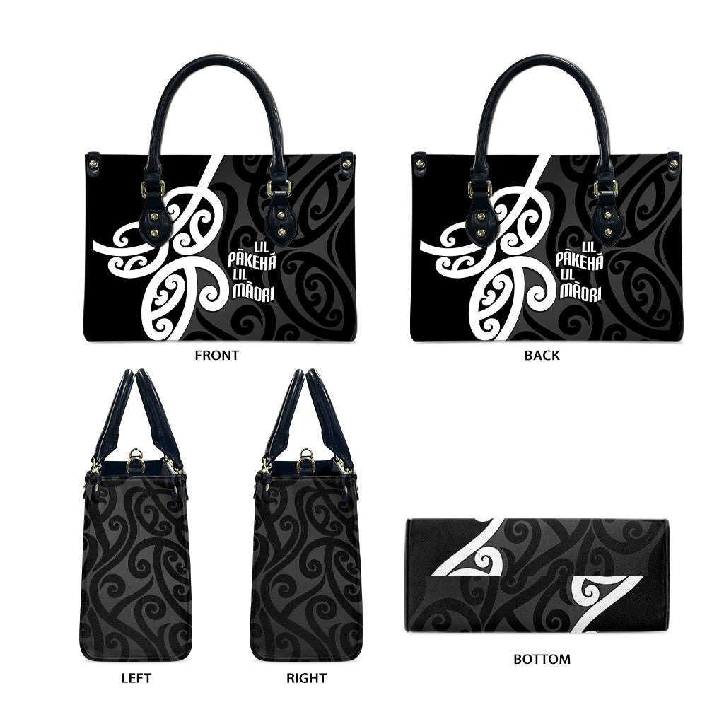 Lil Pakeha Lil Maori New Zealand Leather Bag Kiwi Proud Mangopare Pattern LT14 - Polynesian Pride