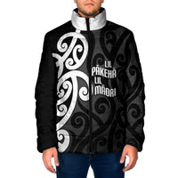 Lil Pakeha Lil Maori New Zealand Padded Jacket Kiwi Proud Mangopare Pattern LT14 Men Black - Polynesian Pride