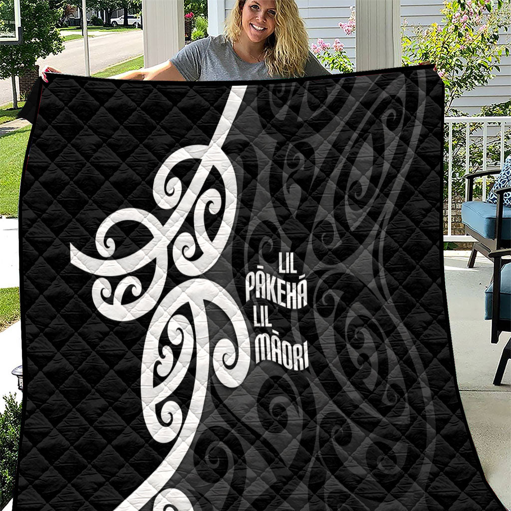 Lil Pakeha Lil Maori New Zealand Quilt Kiwi Proud Mangopare Pattern LT14 Black - Polynesian Pride