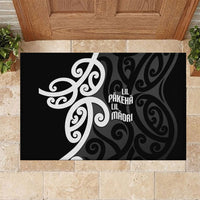 Lil Pakeha Lil Maori New Zealand Rubber Doormat Kiwi Proud Mangopare Pattern LT14 Black - Polynesian Pride