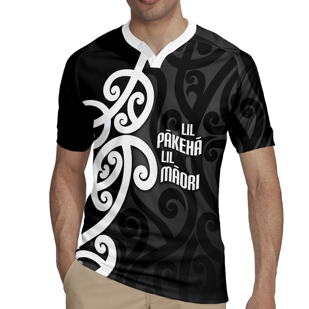 Lil Pakeha Lil Maori New Zealand Rugby Jersey Kiwi Proud Mangopare Pattern LT14 - Polynesian Pride