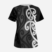 Lil Pakeha Lil Maori New Zealand Scrub Top Kiwi Proud Mangopare Pattern LT14 - Polynesian Pride