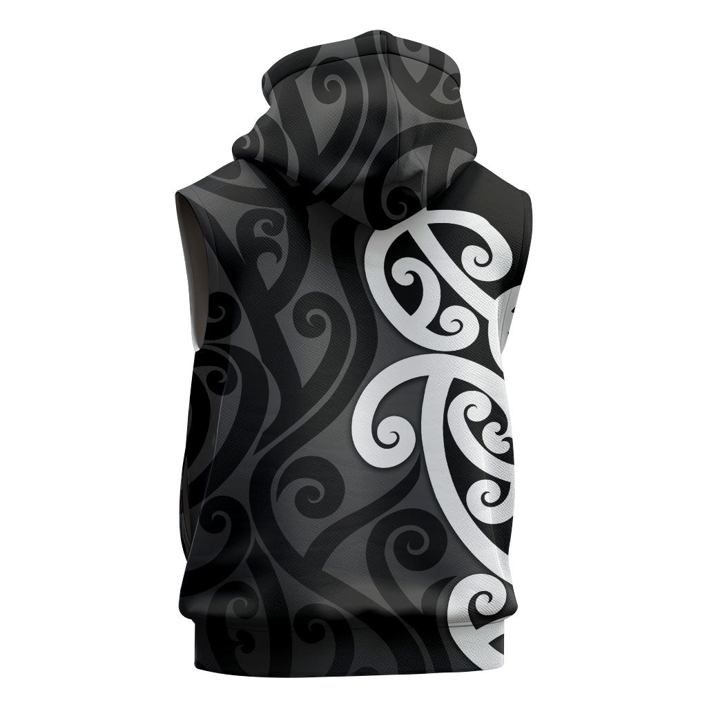 Lil Pakeha Lil Maori New Zealand Sleeveless Zip Hoodie Kiwi Proud Mangopare Pattern LT14 - Polynesian Pride