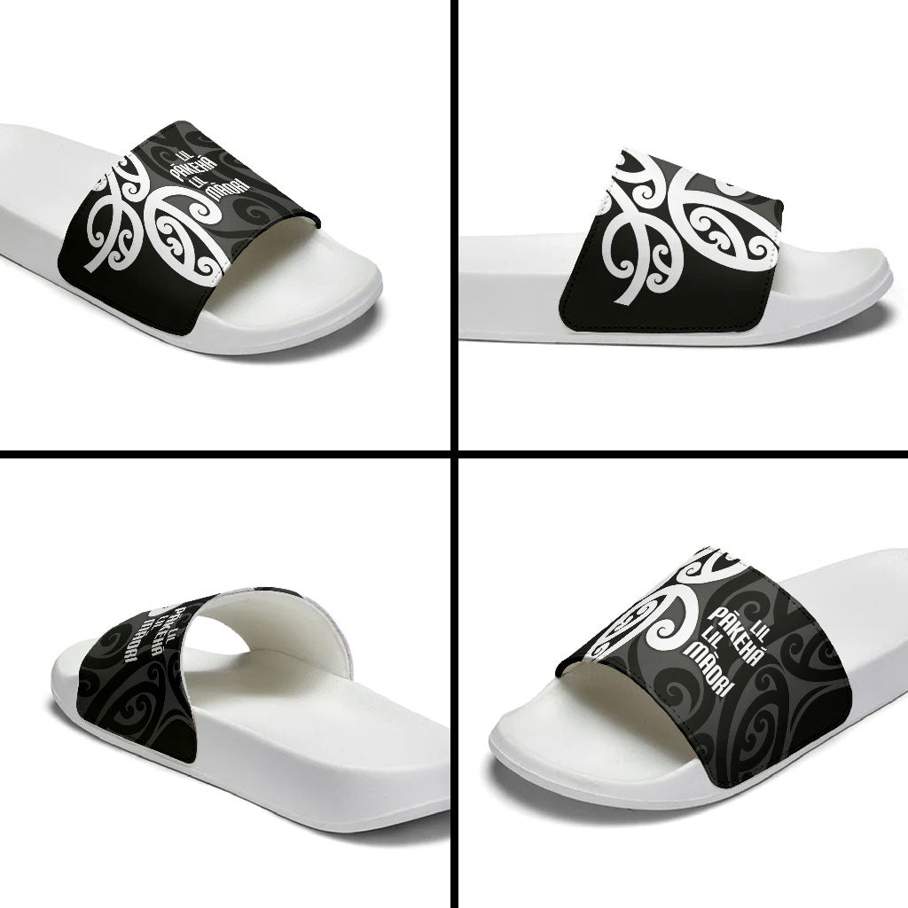 Lil Pakeha Lil Maori New Zealand Slide Sandals Kiwi Proud Mangopare Pattern LT14 - Polynesian Pride