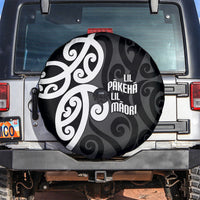 Lil Pakeha Lil Maori New Zealand Spare Tire Cover Kiwi Proud Mangopare Pattern LT14 Black - Polynesian Pride
