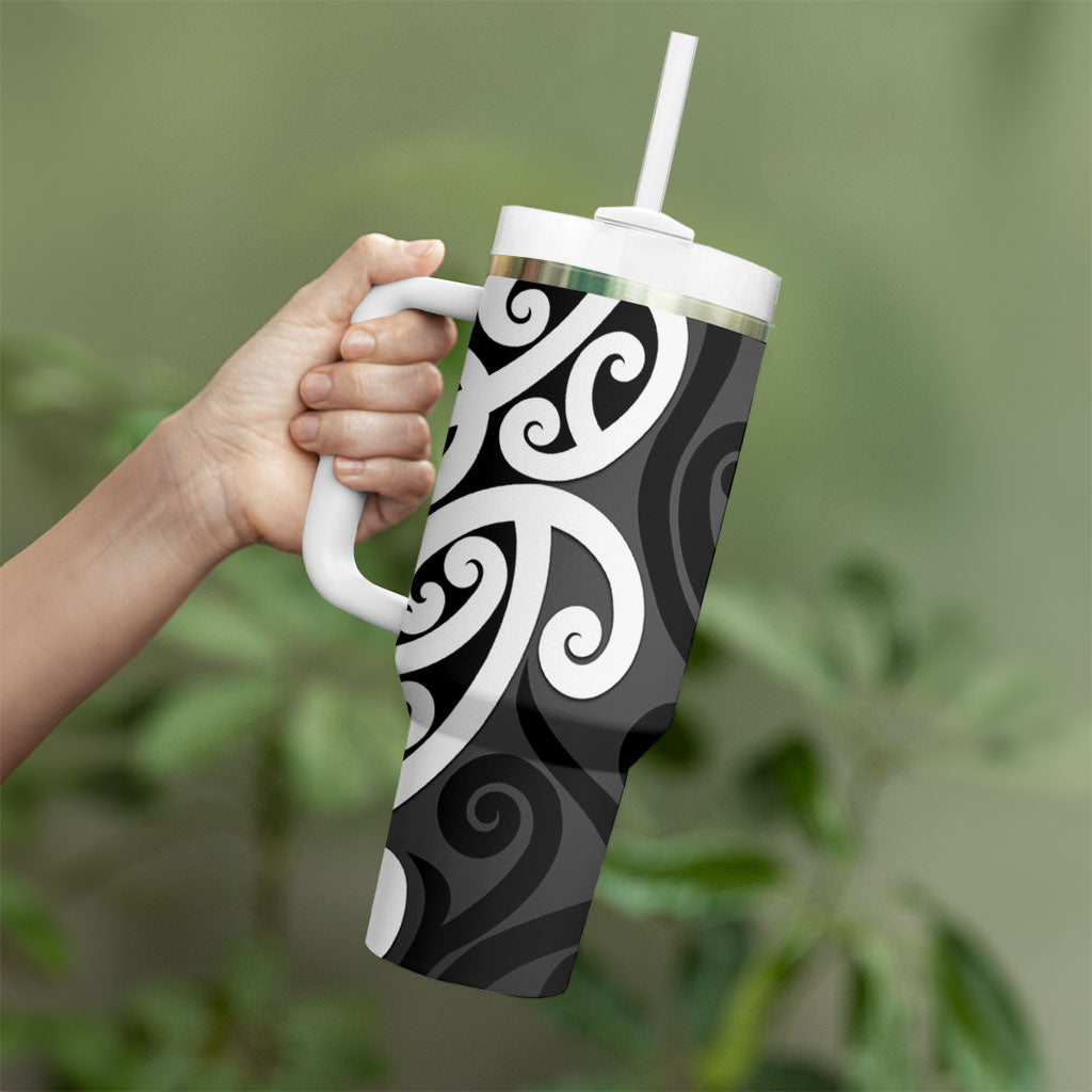 Lil Pakeha Lil Maori New Zealand Tumbler With Handle Kiwi Proud Mangopare Pattern LT14 - Polynesian Pride