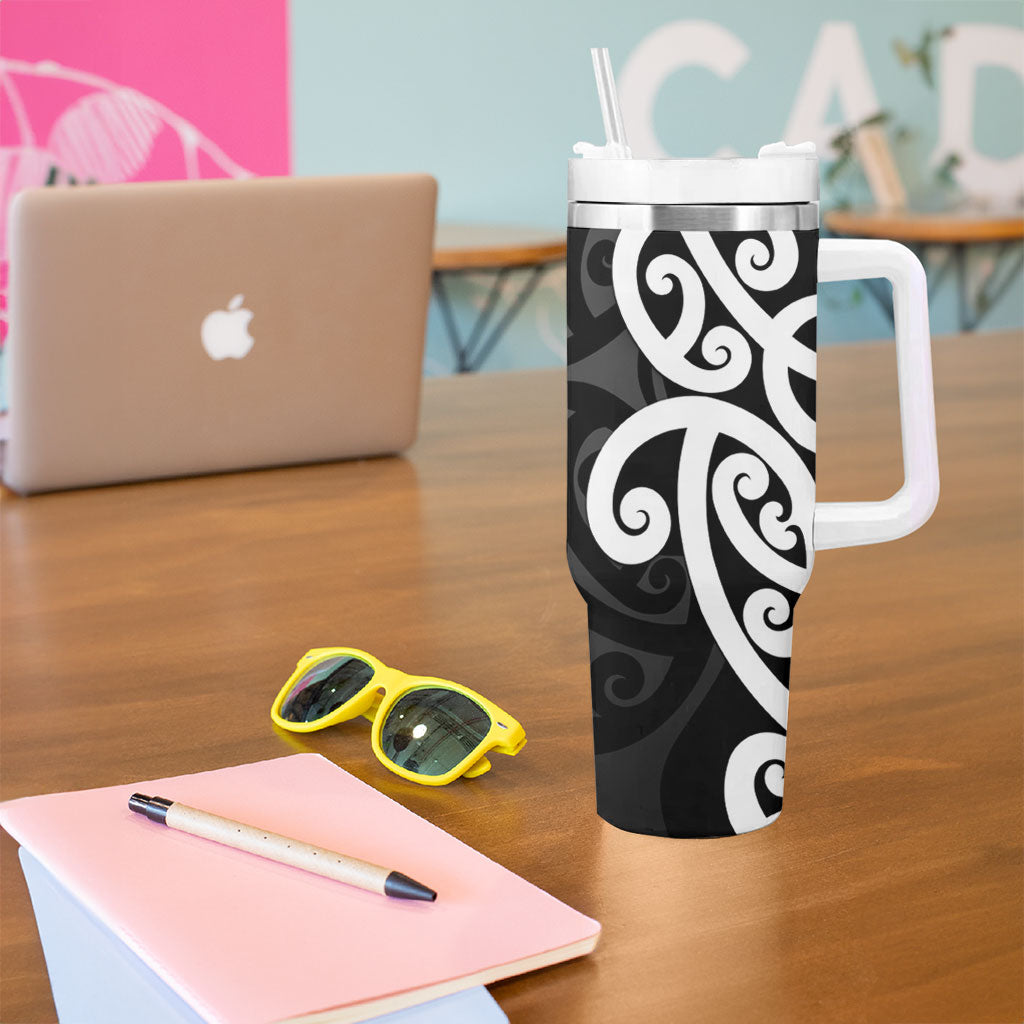 Lil Pakeha Lil Maori New Zealand Tumbler With Handle Kiwi Proud Mangopare Pattern LT14 - Polynesian Pride