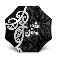 Lil Pakeha Lil Maori New Zealand Umbrella Kiwi Proud Mangopare Pattern LT14 One Size Folded 11.42 inch Opened Diameter 37.4 inch Black - Polynesian Pride