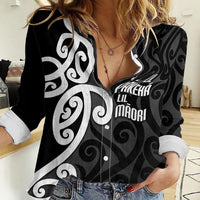Lil Pakeha Lil Maori New Zealand Women Casual Shirt Kiwi Proud Mangopare Pattern LT14 Female Black - Polynesian Pride