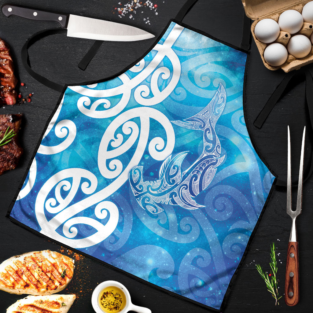 Hammerhead Shark Tattoo New Zealand Apron Maori Galaxy Mangopare Pattern LT14 Turquoise - Polynesian Pride