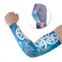 Hammerhead Shark Tattoo New Zealand Arm Sleeves Maori Galaxy Mangopare Pattern LT14 Set of 2 Turquoise - Polynesian Pride