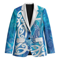 Hammerhead Shark Tattoo New Zealand Blazer Maori Galaxy Mangopare Pattern LT14 Unisex Turquoise - Polynesian Pride