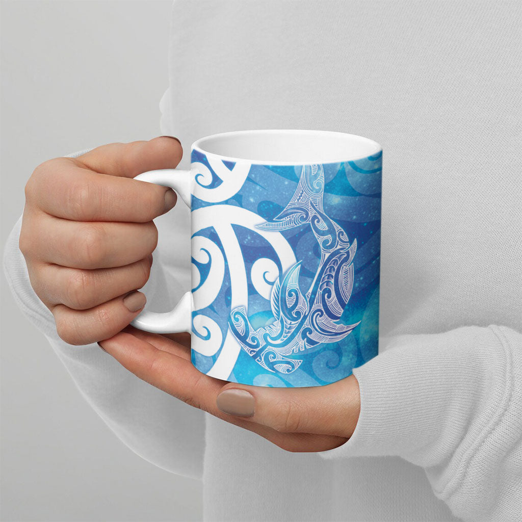 Hammerhead Shark Tattoo New Zealand Ceramic Mug Maori Galaxy Mangopare Pattern LT14 - Polynesian Pride