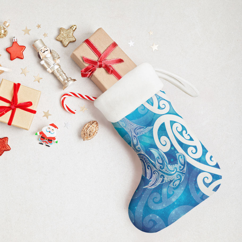 Hammerhead Shark Tattoo New Zealand Christmas Stocking Maori Galaxy Mangopare Pattern LT14 - Polynesian Pride