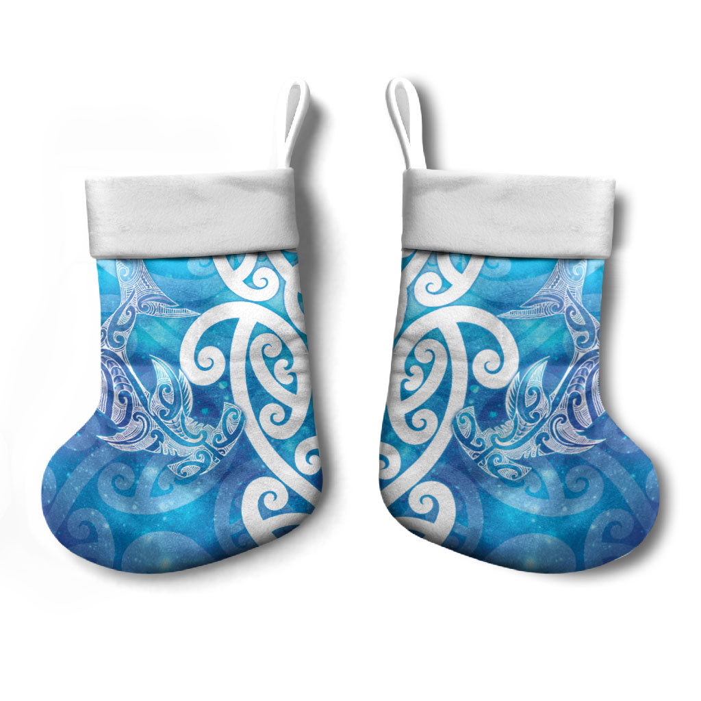 Hammerhead Shark Tattoo New Zealand Christmas Stocking Maori Galaxy Mangopare Pattern LT14 - Polynesian Pride