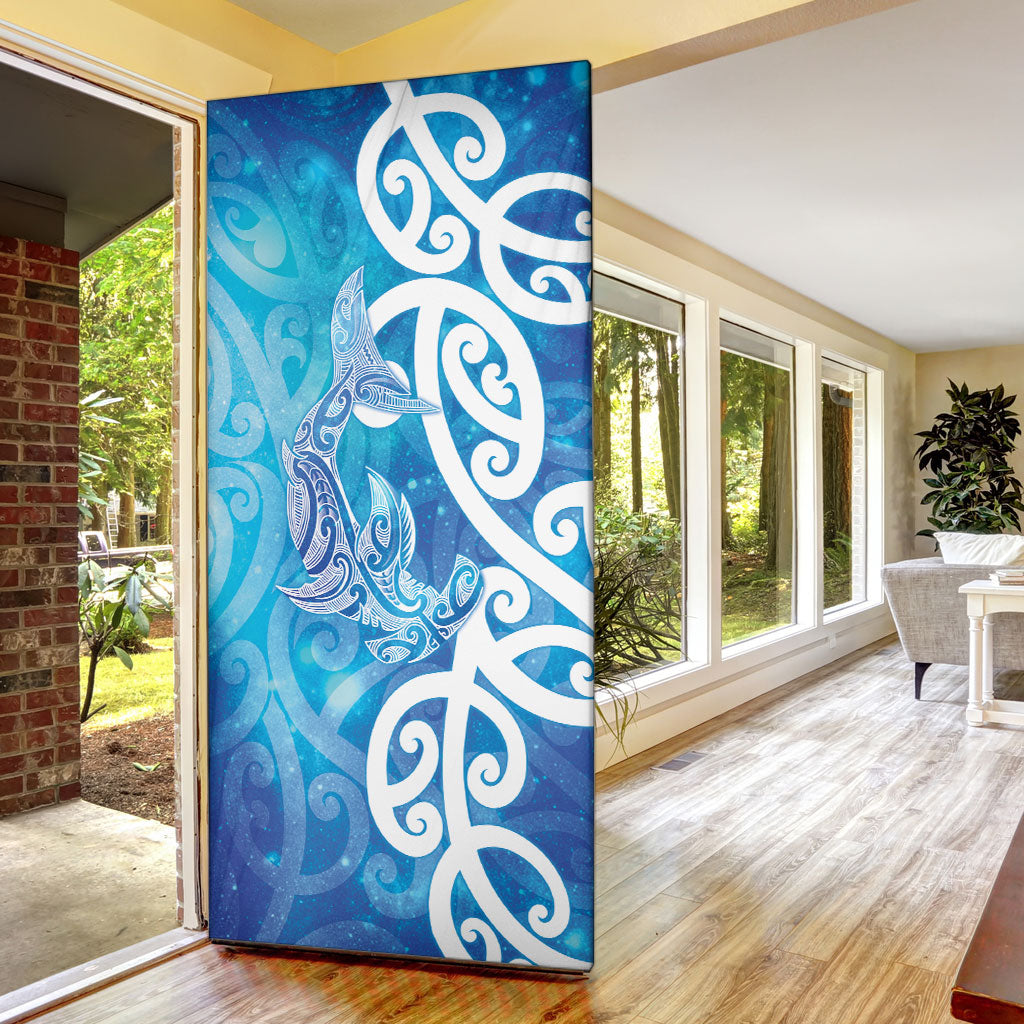 Hammerhead Shark Tattoo New Zealand Door Cover Maori Galaxy Mangopare Pattern LT14 - Polynesian Pride
