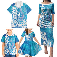 Hammerhead Shark Tattoo New Zealand Family Matching Puletasi and Hawaiian Shirt Maori Galaxy Mangopare Pattern LT14 - Polynesian Pride