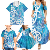 Hammerhead Shark Tattoo New Zealand Family Matching Summer Maxi Dress and Hawaiian Shirt Maori Galaxy Mangopare Pattern LT14 - Polynesian Pride