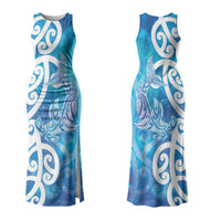 Hammerhead Shark Tattoo New Zealand Family Matching Tank Maxi Dress and Hawaiian Shirt Maori Galaxy Mangopare Pattern LT14 Mom's Dress Turquoise - Polynesian Pride