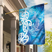 Hammerhead Shark Tattoo New Zealand Garden Flag Maori Galaxy Mangopare Pattern LT14 House Flag Turquoise - Polynesian Pride